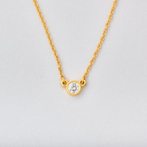 Diamond Bezel Necklace Center 1/10 ct