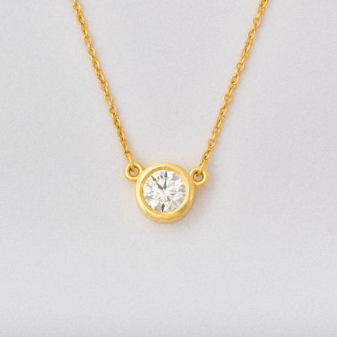 Diamond Bezel Necklace Center 1/2 ct