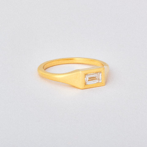 Baguette Diamond Mini Signet Engagement Ring 1/3 ct