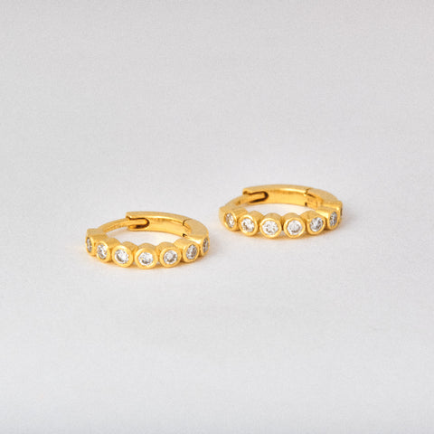 Hinged Mini Diamond Bezel Hoop Earrings