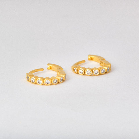 Hinged Mini Diamond Bezel Hoop Earrings