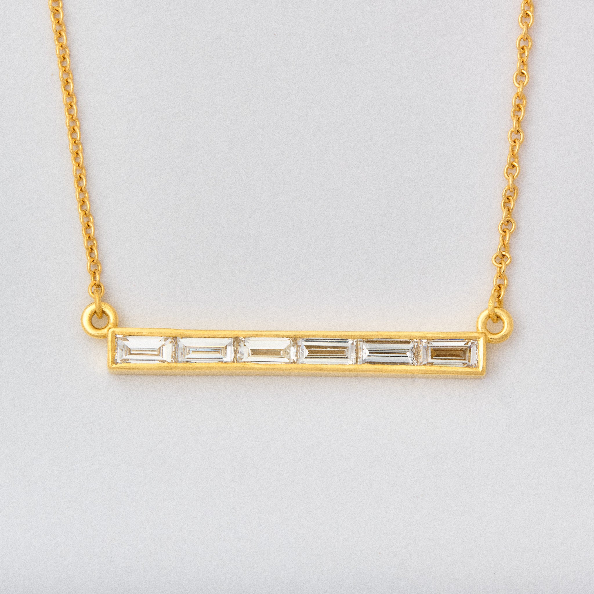 Diamond baguette hot sale bar necklace