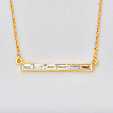 Baguette Diamond Bar Necklace Center