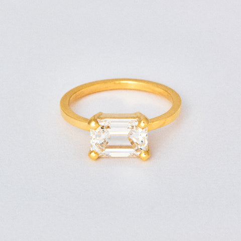 Emerald Diamond Basket Solitaire Engagement Ring