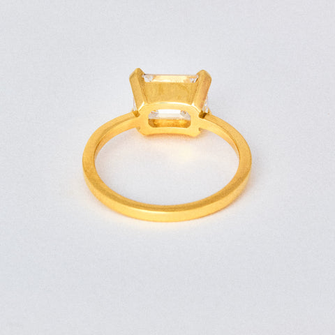 Emerald Diamond Basket Solitaire Engagement Ring