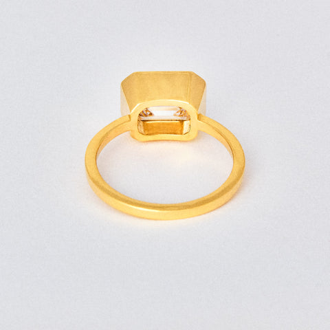 Emerald Diamond Bezel Solitaire Engagement Ring
