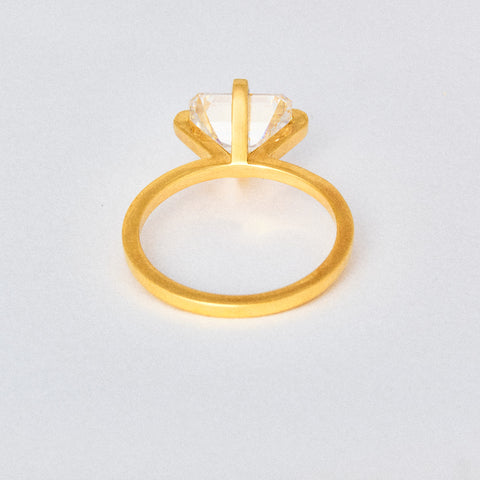 Emerald Diamond Prong Solitaire Engagement Ring