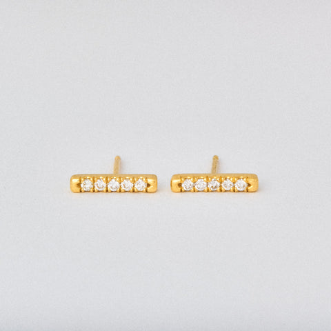 French Set Diamond Bar Stud Earrings