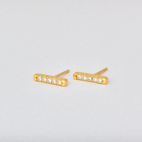 French Set Diamond Bar Stud Earrings