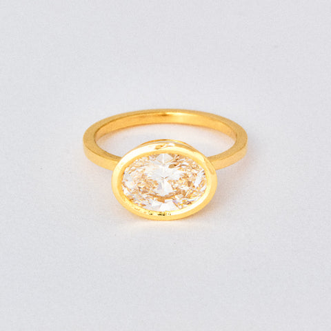 Oval Diamond Bezel Solitaire Engagement Ring
