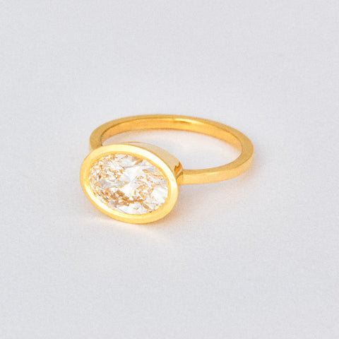 Oval Diamond Bezel Solitaire Engagement Ring