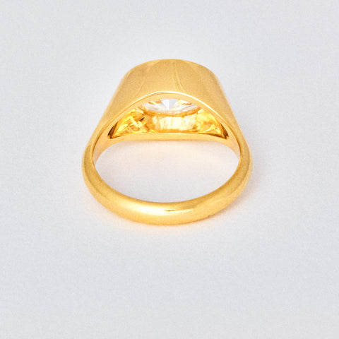Oval Diamond Signet Solitaire Engagement Ring