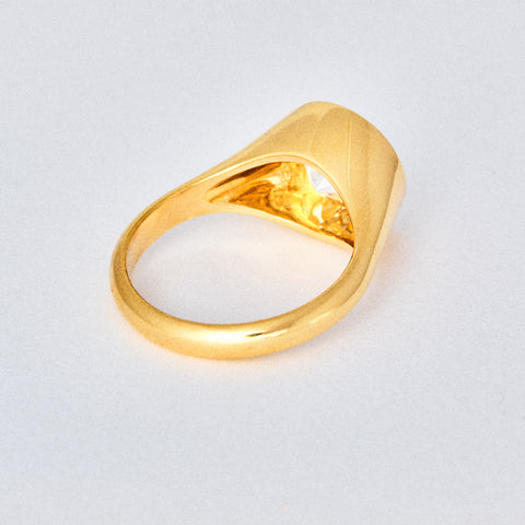 Round Diamond Signet Solitaire Engagement Ring