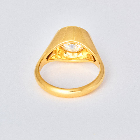 Round Diamond Signet Solitaire Engagement Ring