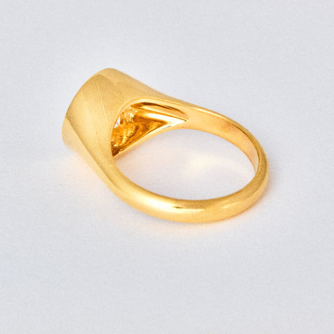 Round Diamond Signet Solitaire Engagement Ring