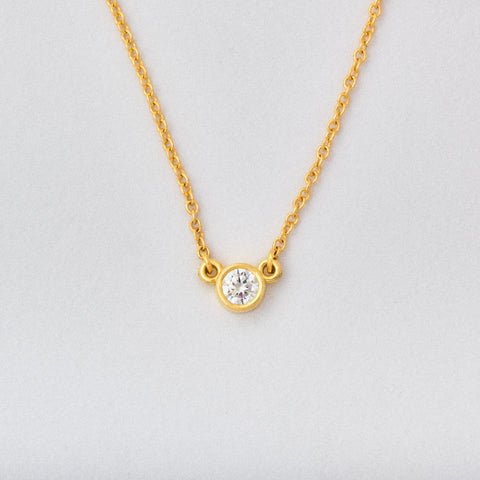 1/10 Carat Diamond Bezel Necklace Center