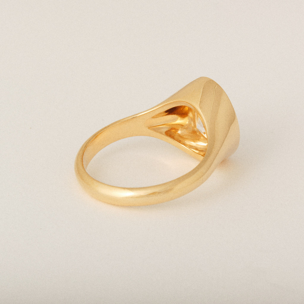 North South Oval Diamond Custom Signet Engagement Ring and Wedding Band Ste