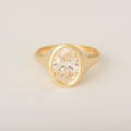 North South Oval Diamond Custom Signet Engagement Ring and Wedding Band Ste