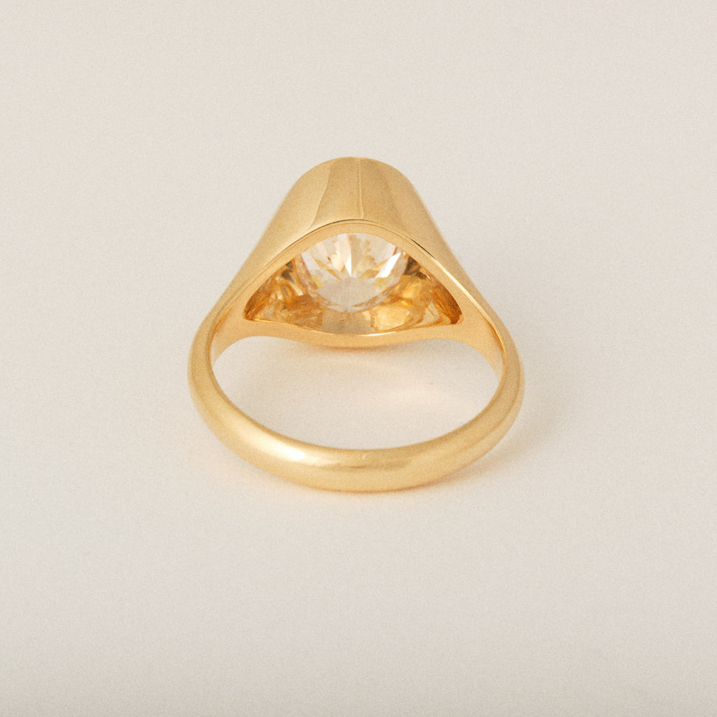 North South Oval Diamond Custom Signet Engagement Ring and Wedding Band Ste