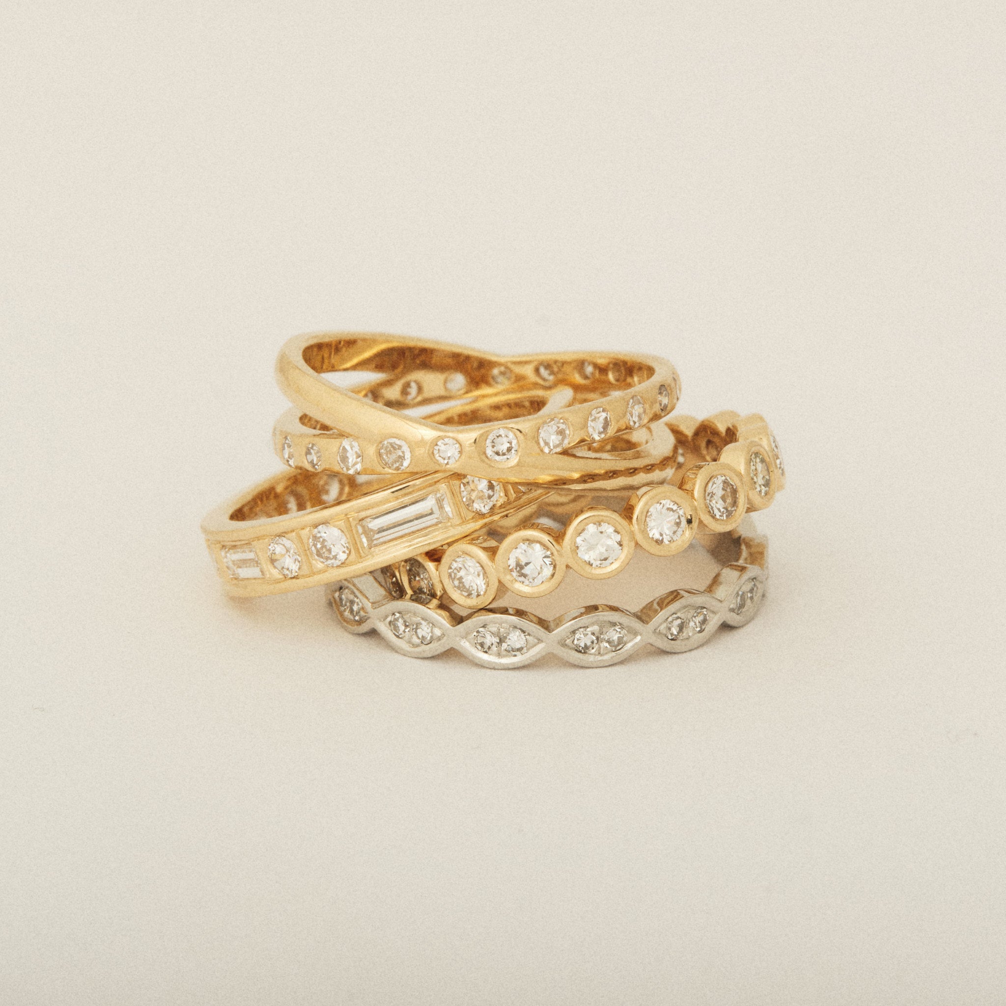 BEFORE & AFTER: Grandmother's brooch turned into four cousin diamond rings