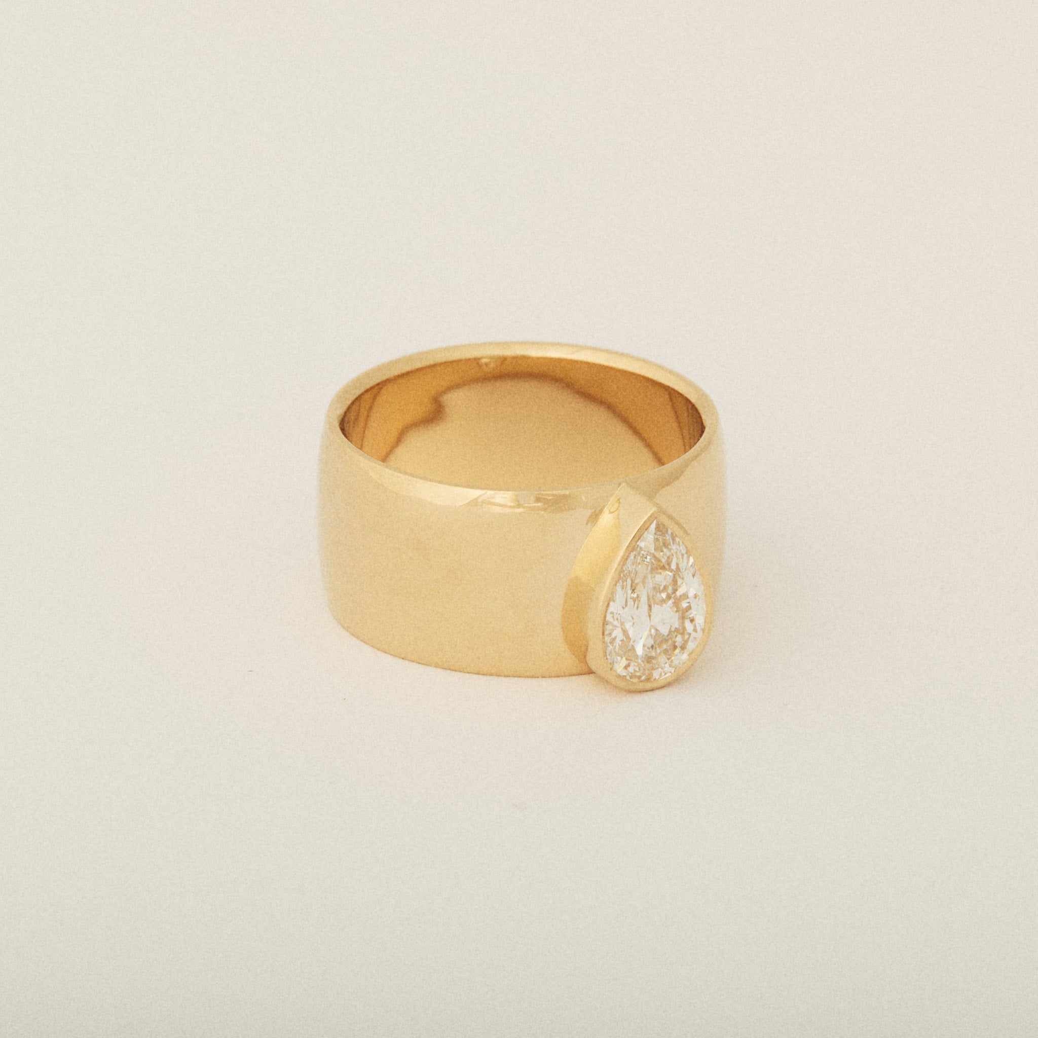 Pear Shaped Diamond Cigar Band Engagement Ring