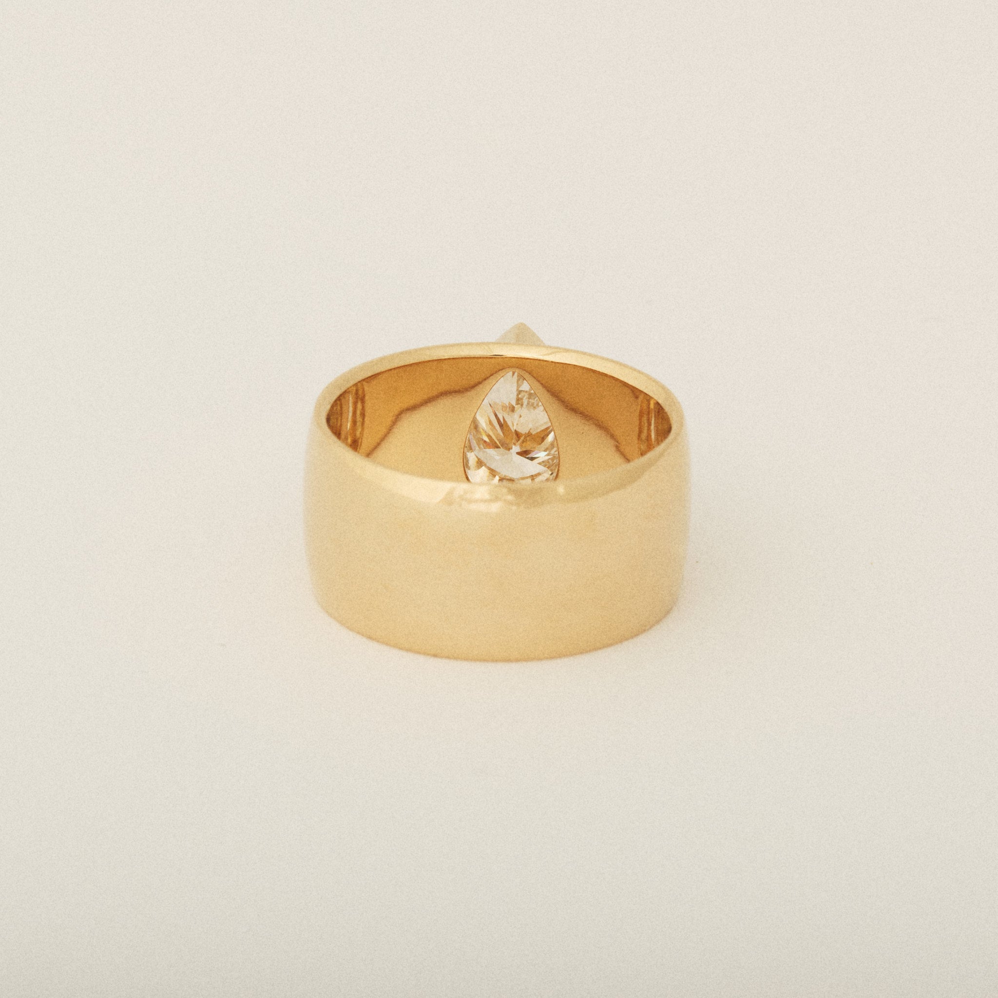 Pear Shaped Diamond Cigar Band Engagement Ring