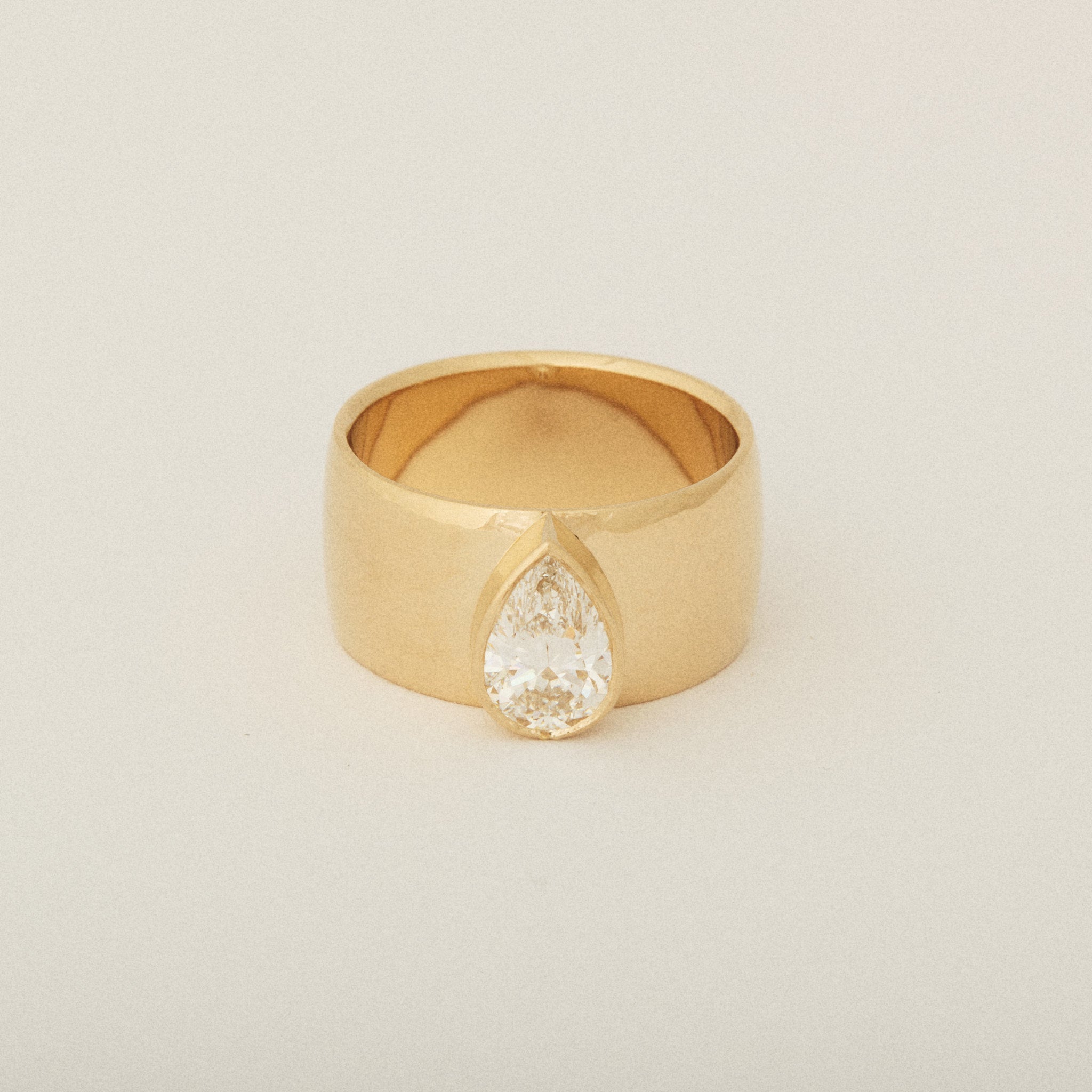 Pear Shaped Diamond Cigar Band Engagement Ring