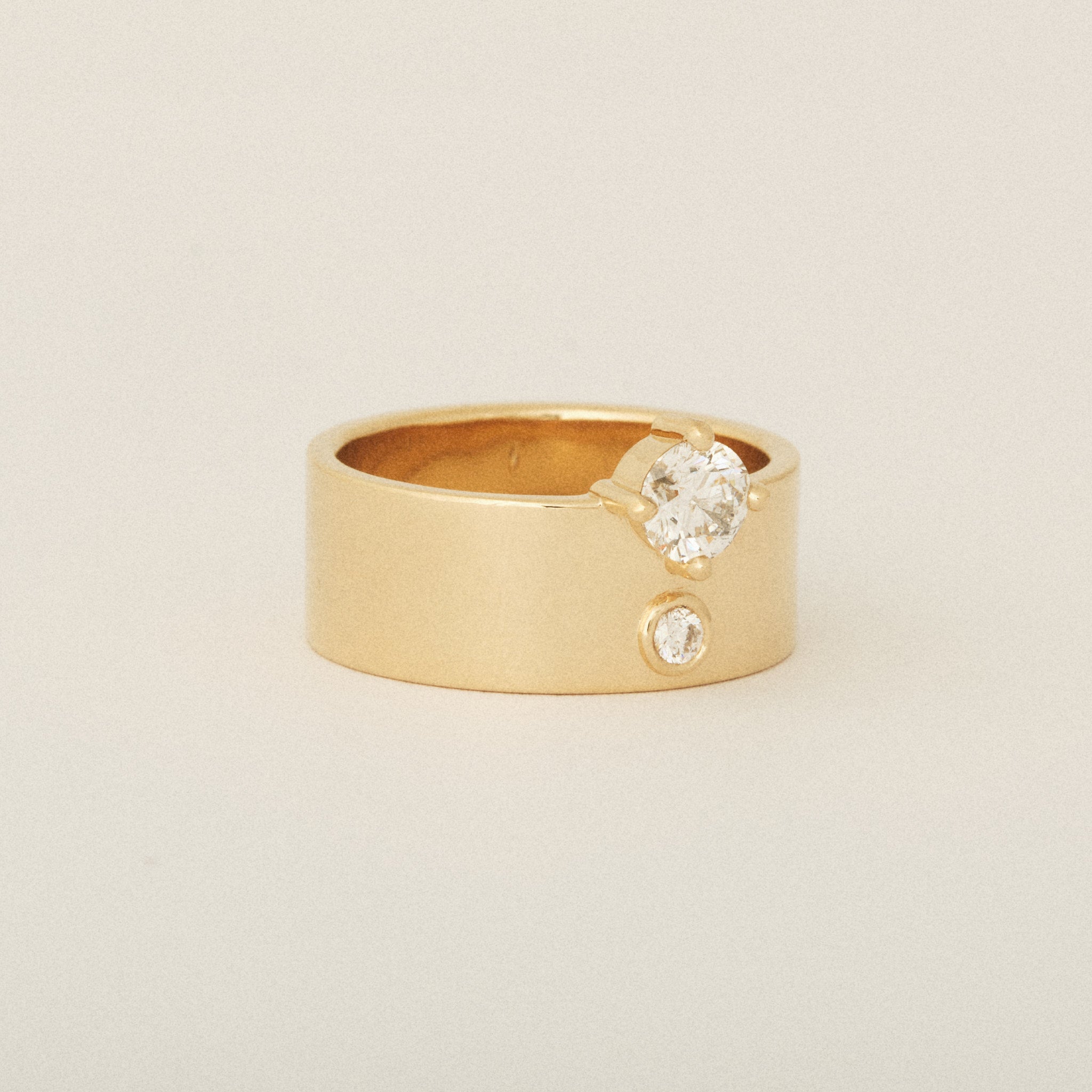 Two Heirloom Diamond Prong and Flush Set Cigar Band