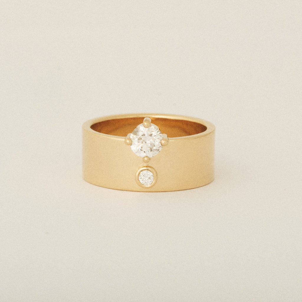 Two Heirloom Diamond Prong and Flush Set Cigar Band