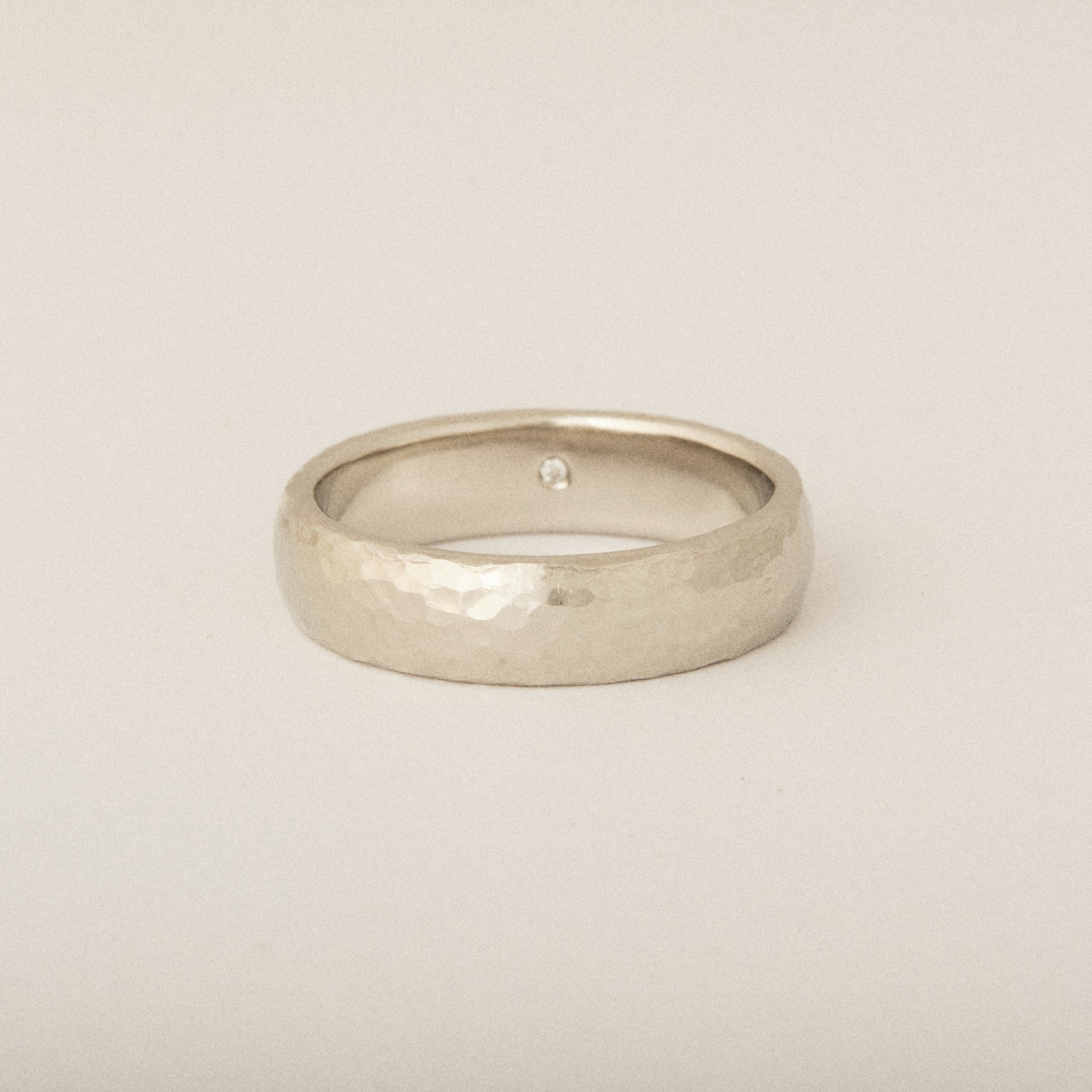 Distressed Platinum Diamond Rounded Men's Wedding Band