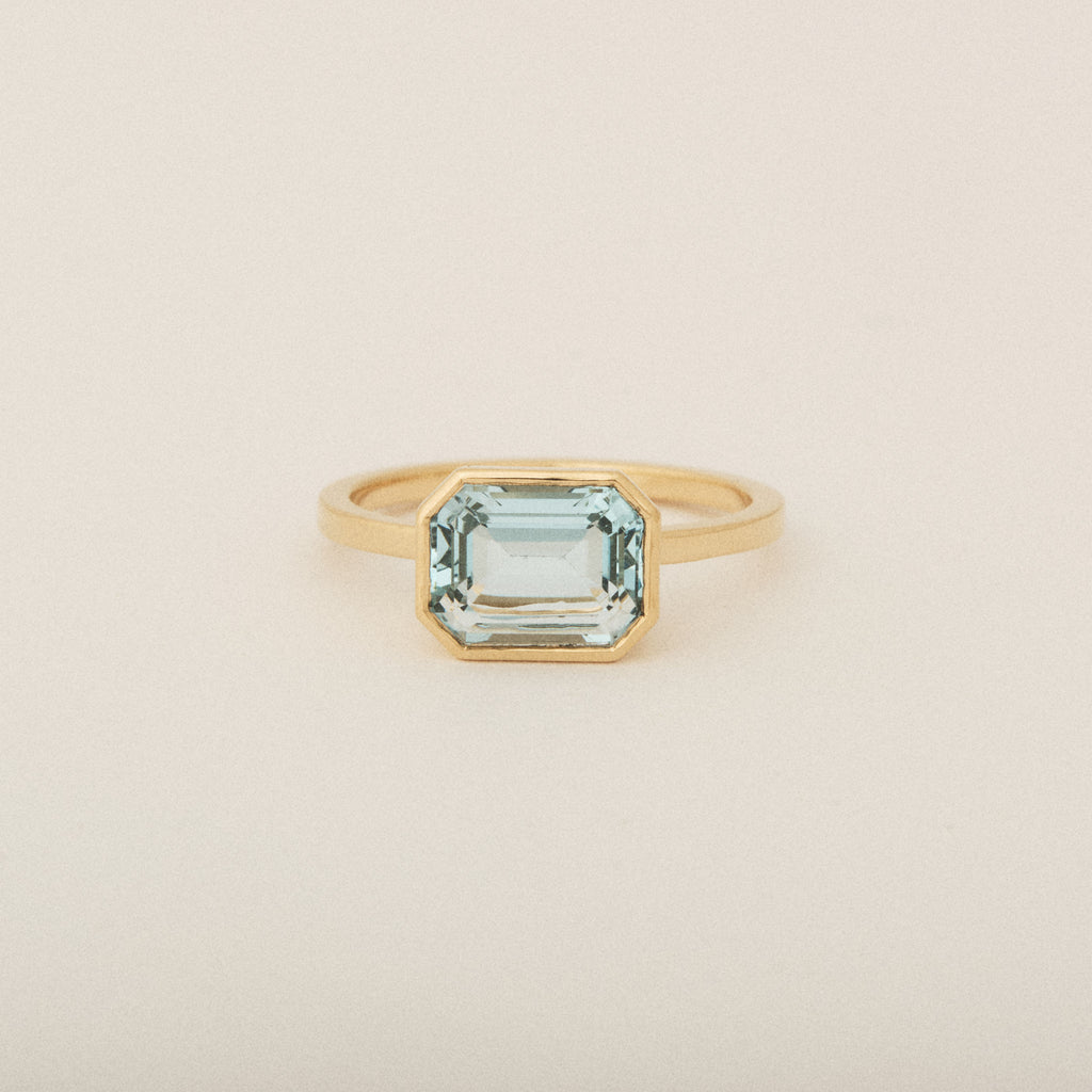 Heirloom Aquamarine Custom Solitaire Basket Bezel Ring