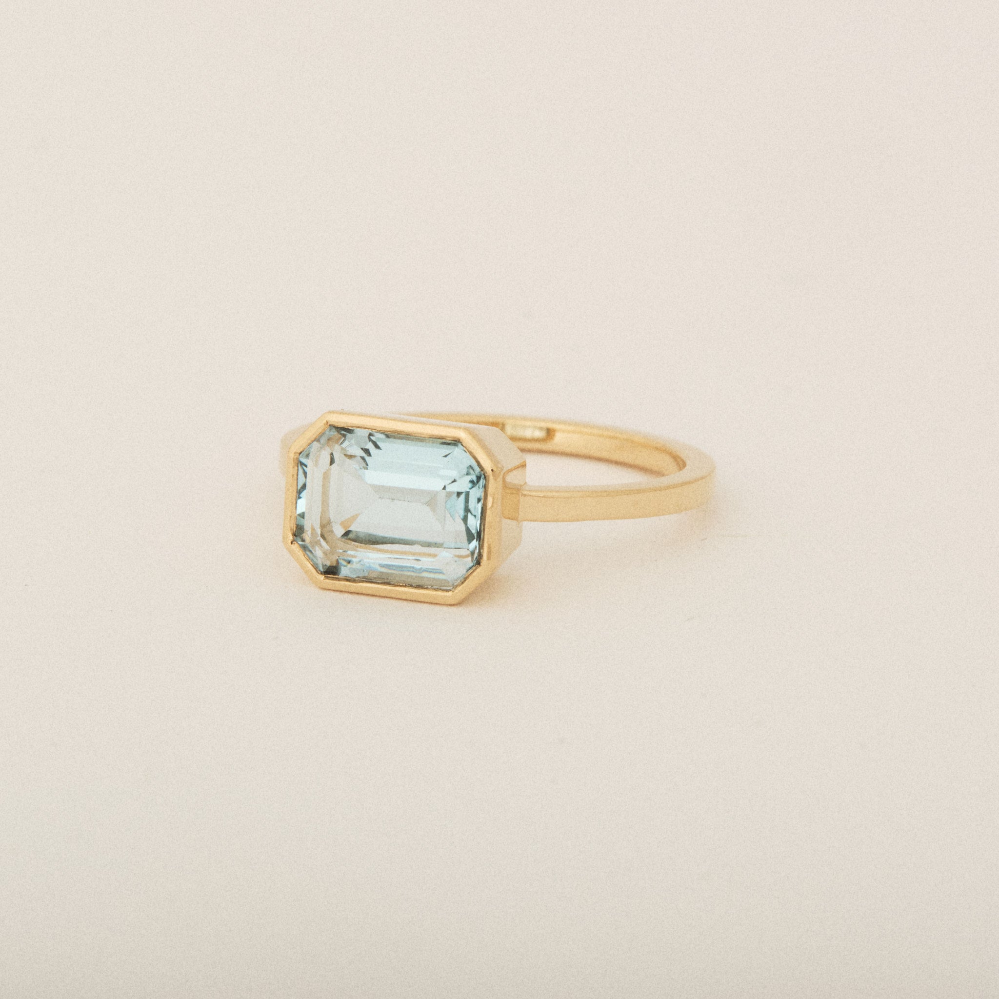 Heirloom Aquamarine Custom Solitaire Basket Bezel Ring