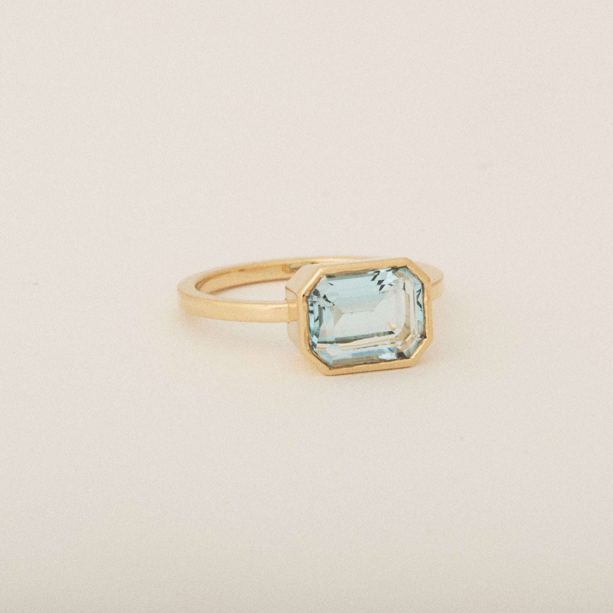 Heirloom Aquamarine Custom Solitaire Basket Bezel Ring