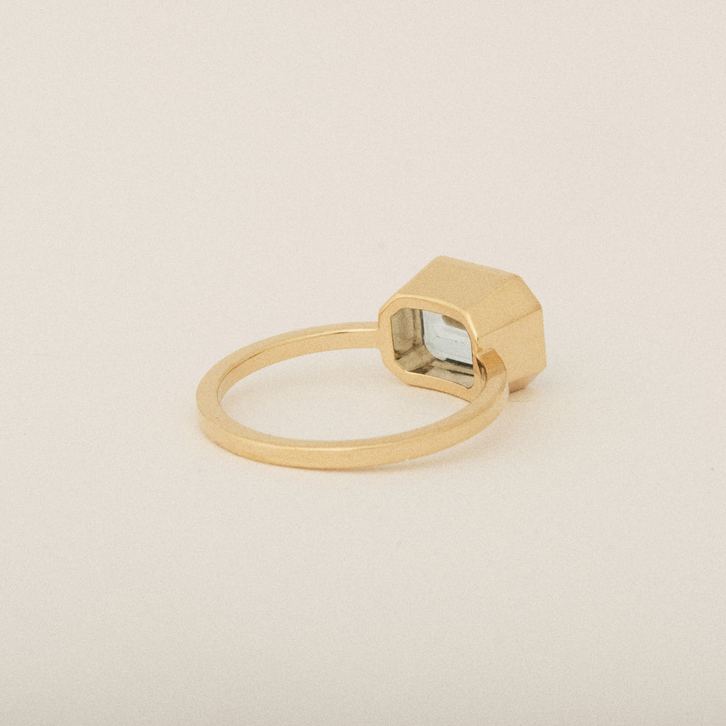 Heirloom Aquamarine Custom Solitaire Basket Bezel Ring