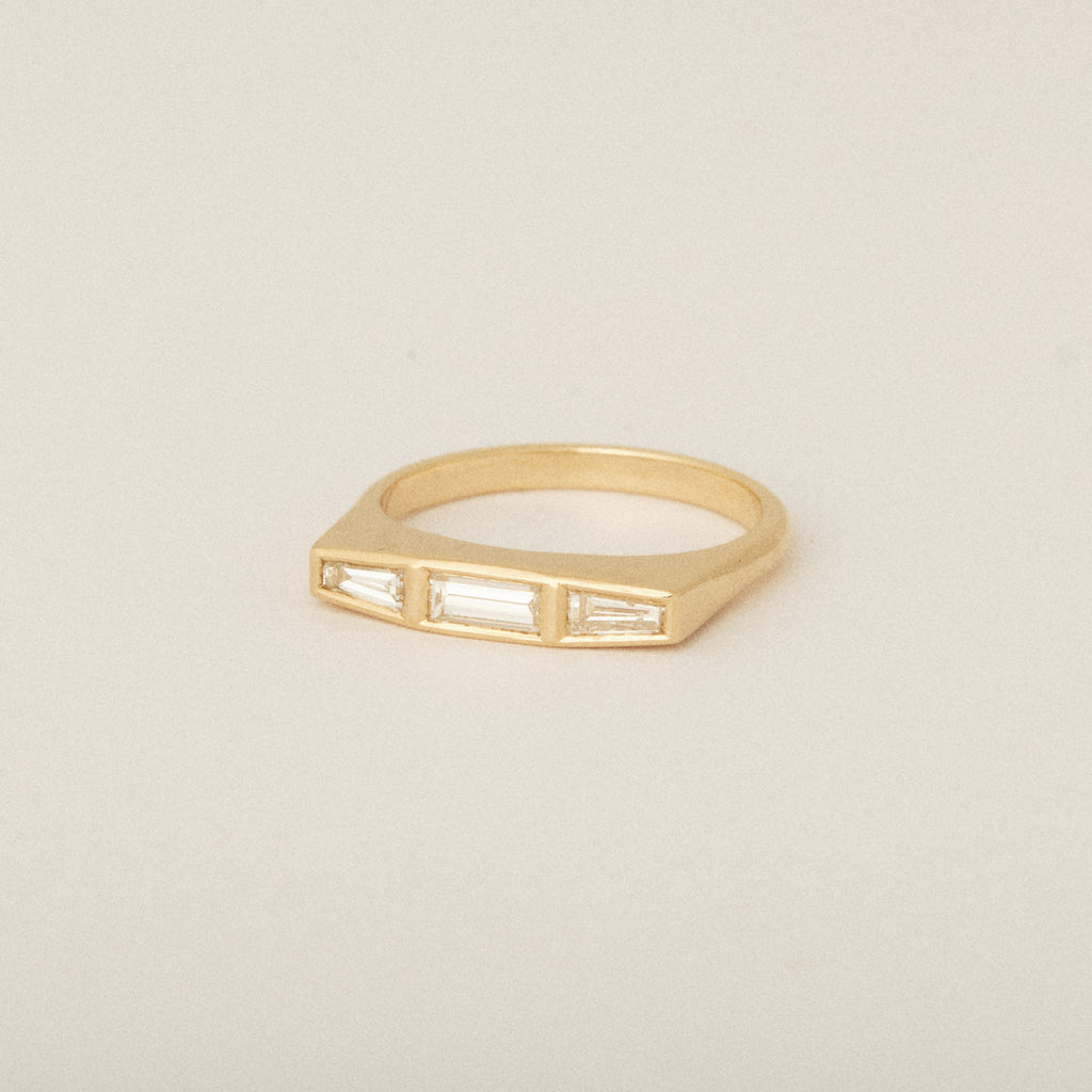 BEFORE & AFTER: Baguette and Tapered Baguette Three Diamond Wedding Band