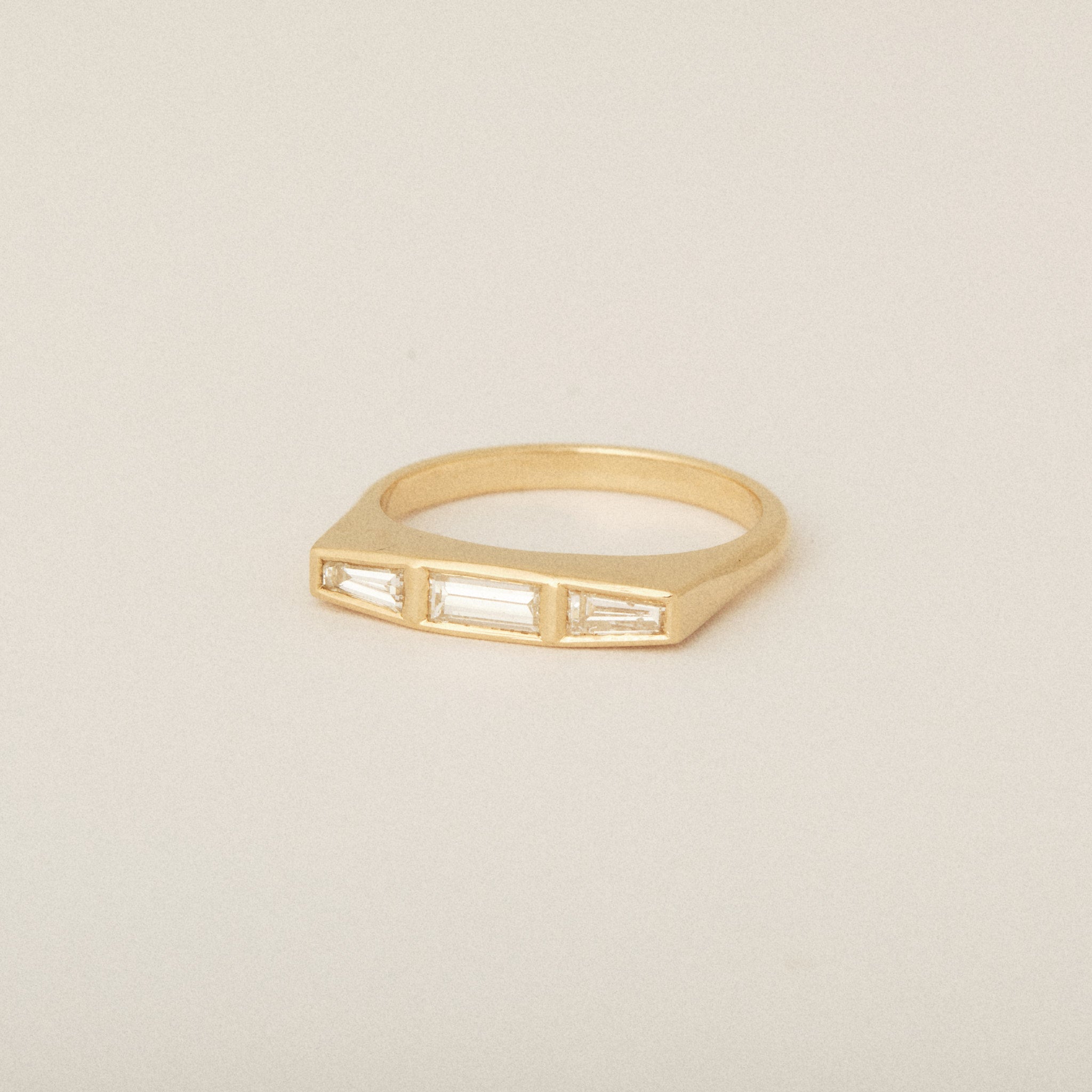 BEFORE & AFTER: Baguette and Tapered Baguette Three Diamond Wedding Band