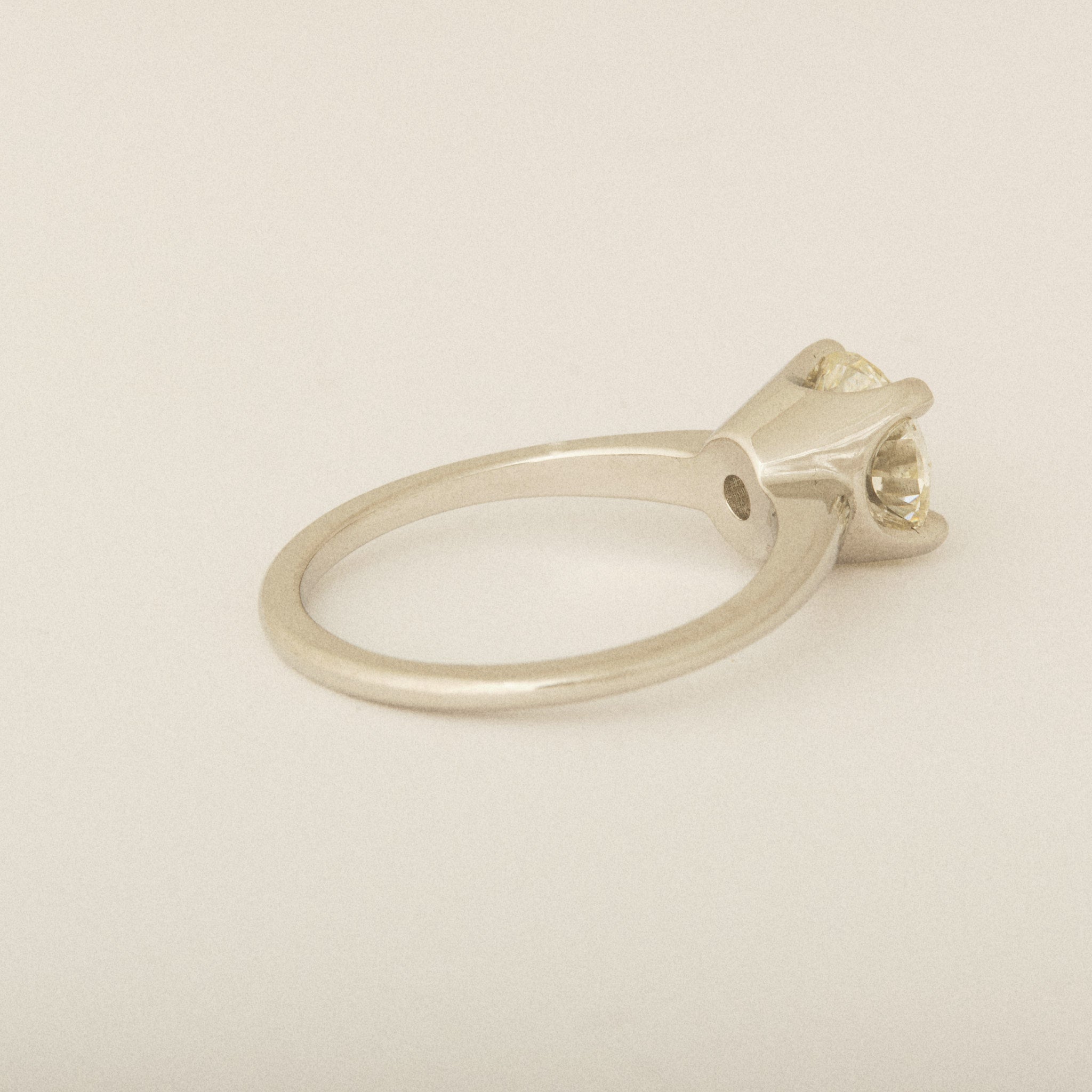 BEFORE & AFTER: Heirloom Round Diamond Four Prong U Setting Platinum Engagement Ring