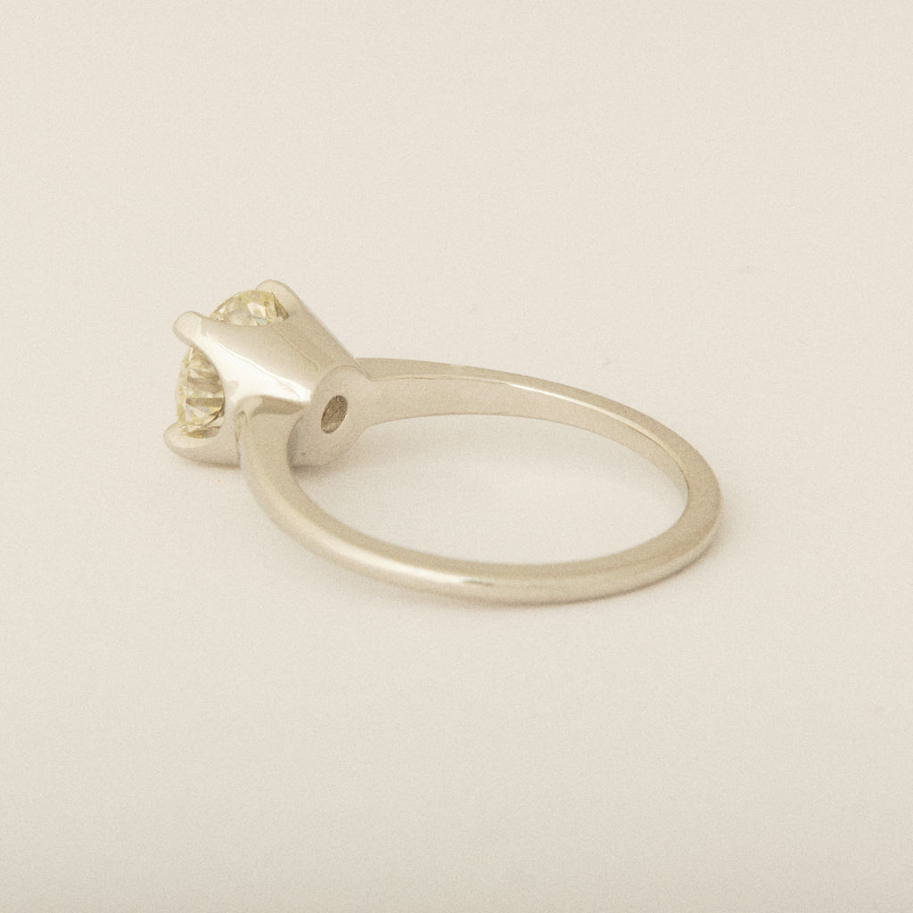 BEFORE & AFTER: Heirloom Round Diamond Four Prong U Setting Platinum Engagement Ring