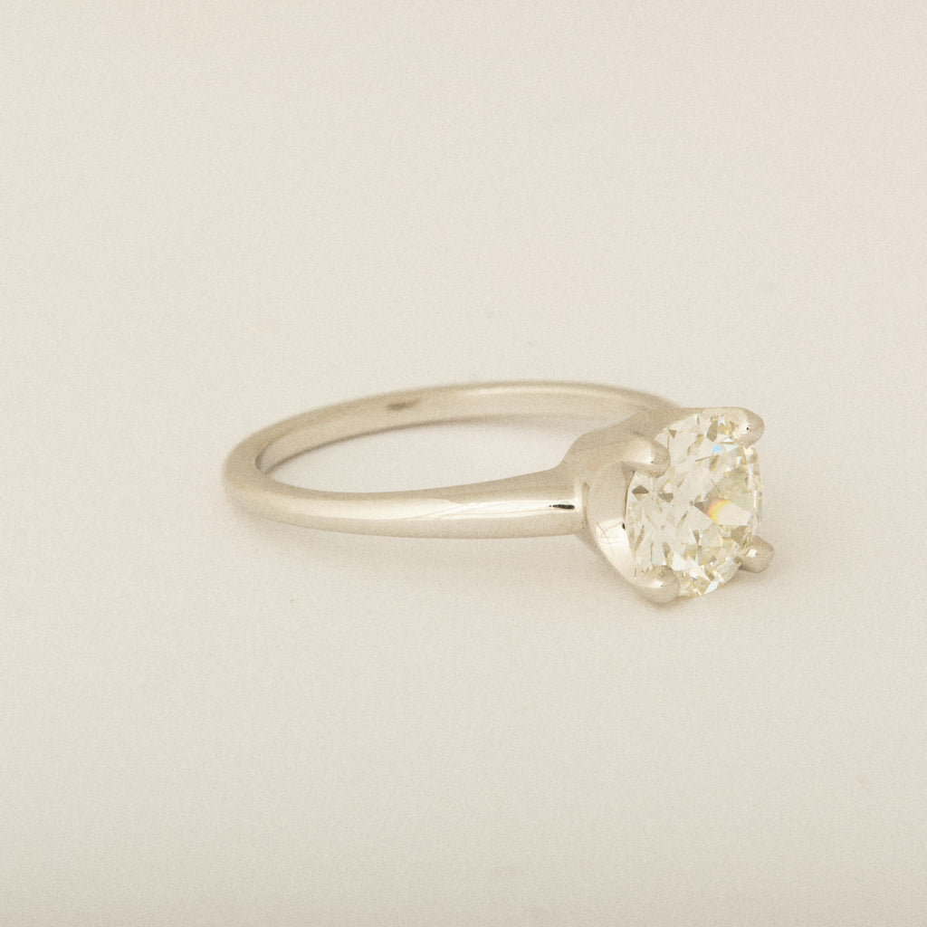 BEFORE & AFTER: Heirloom Round Diamond Four Prong U Setting Platinum Engagement Ring