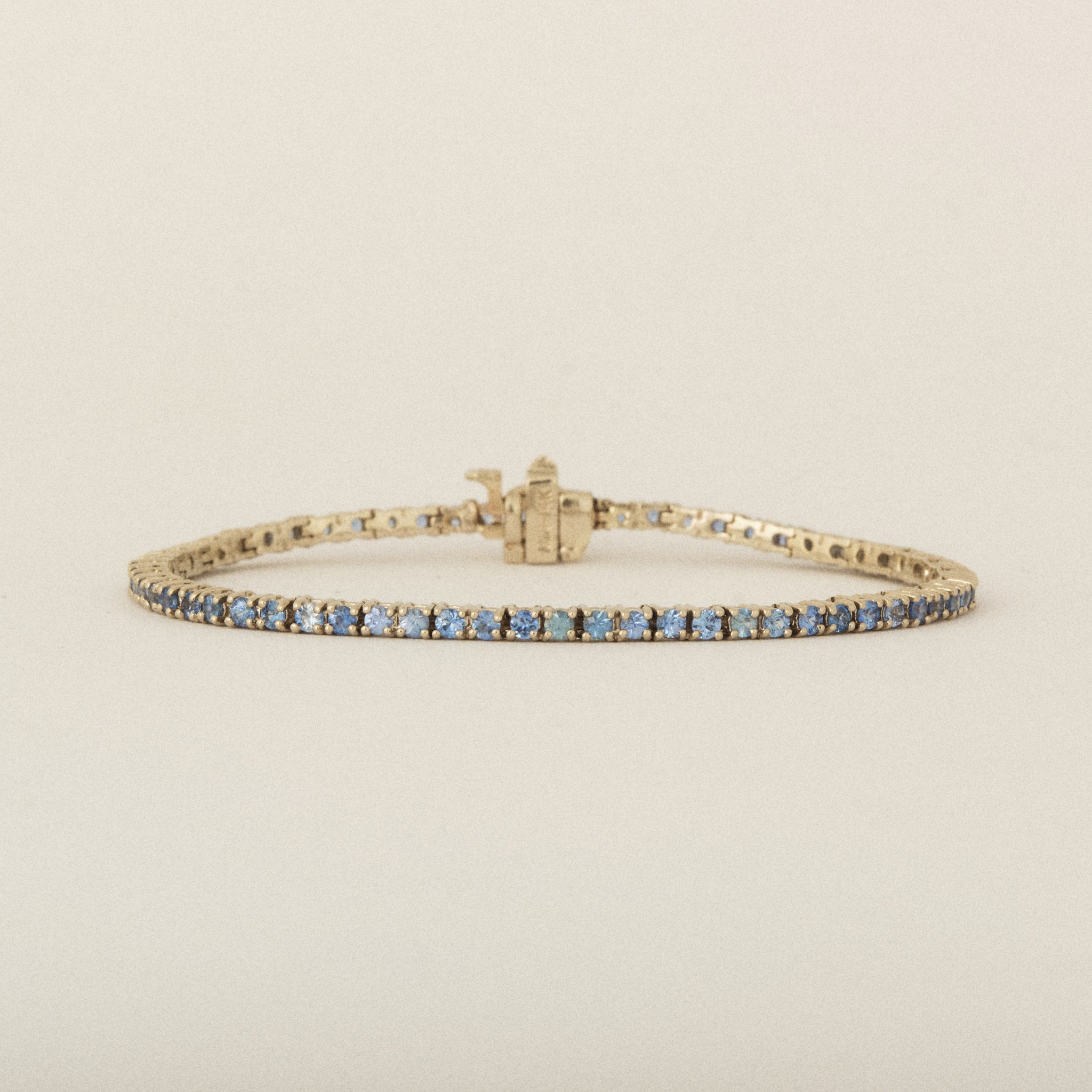 Light to Dark Blue Sapphires 14k White Gold Tennis Line Bracelet