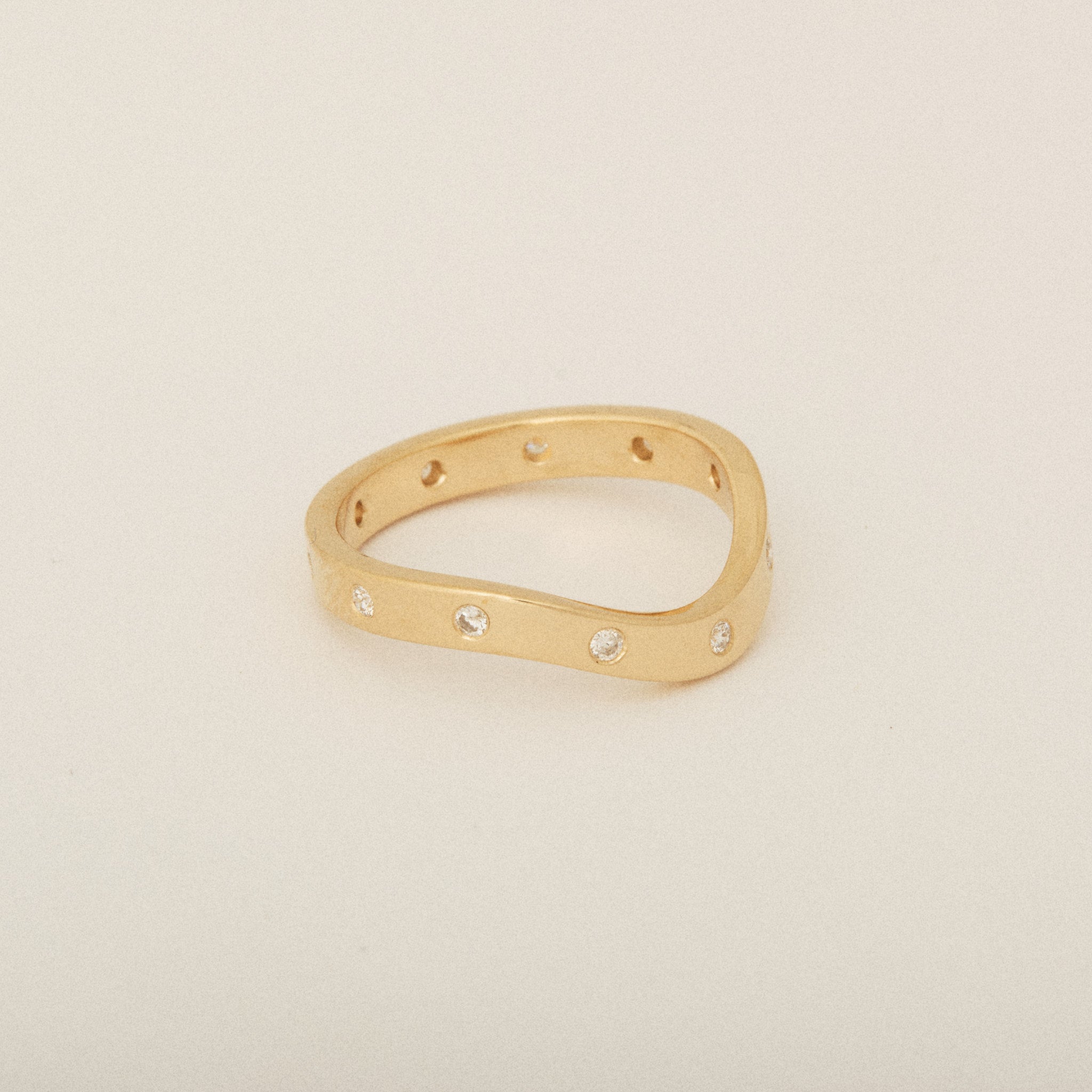 Heirloom Round Diamonds Spaced Out 14k Yellow Gold Nesting Band