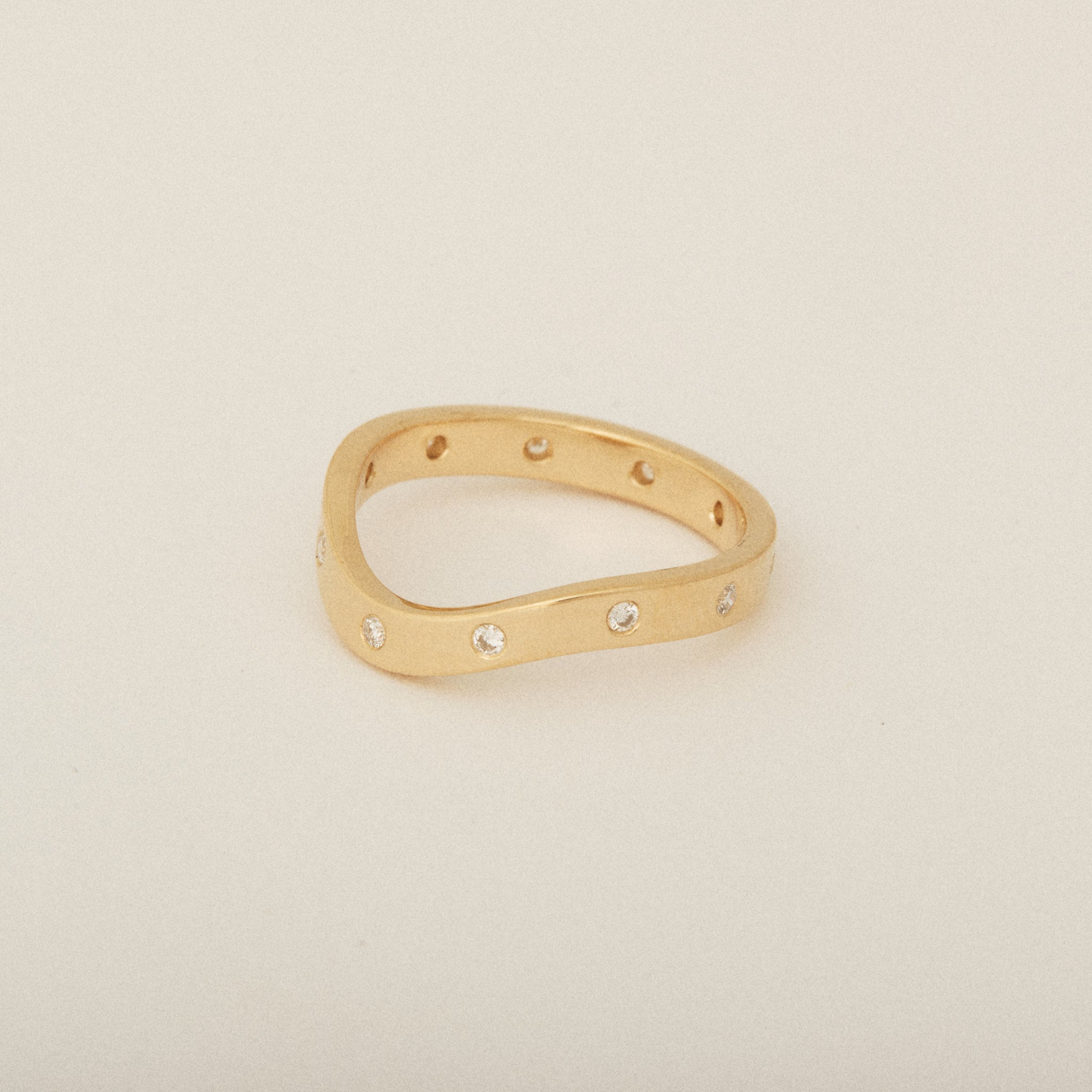 Heirloom Round Diamonds Spaced Out 14k Yellow Gold Nesting Band