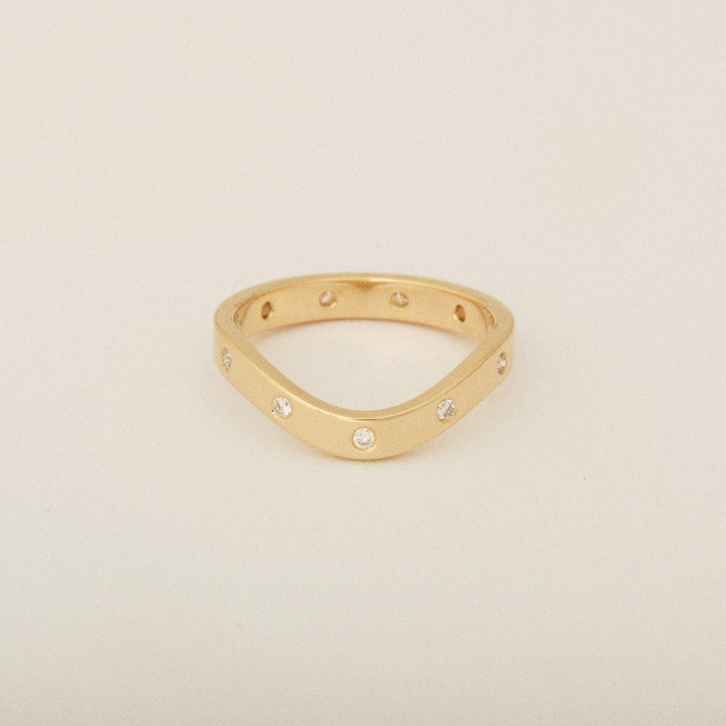 Heirloom Round Diamonds Spaced Out 14k Yellow Gold Nesting Band
