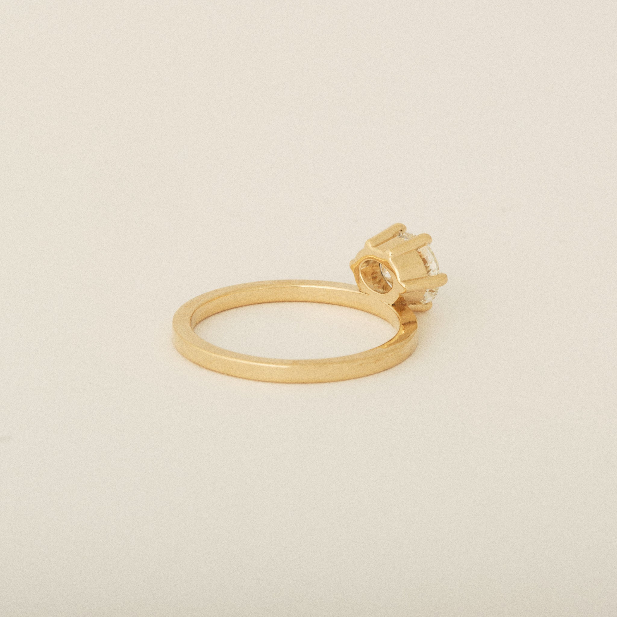 Prong Diamond Engagement Designed for Pairing with Flush Stacking Wedding Band
