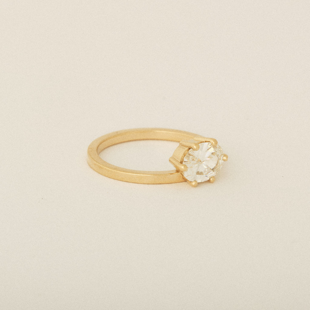 Prong Diamond Engagement Designed for Pairing with Flush Stacking Wedding Band