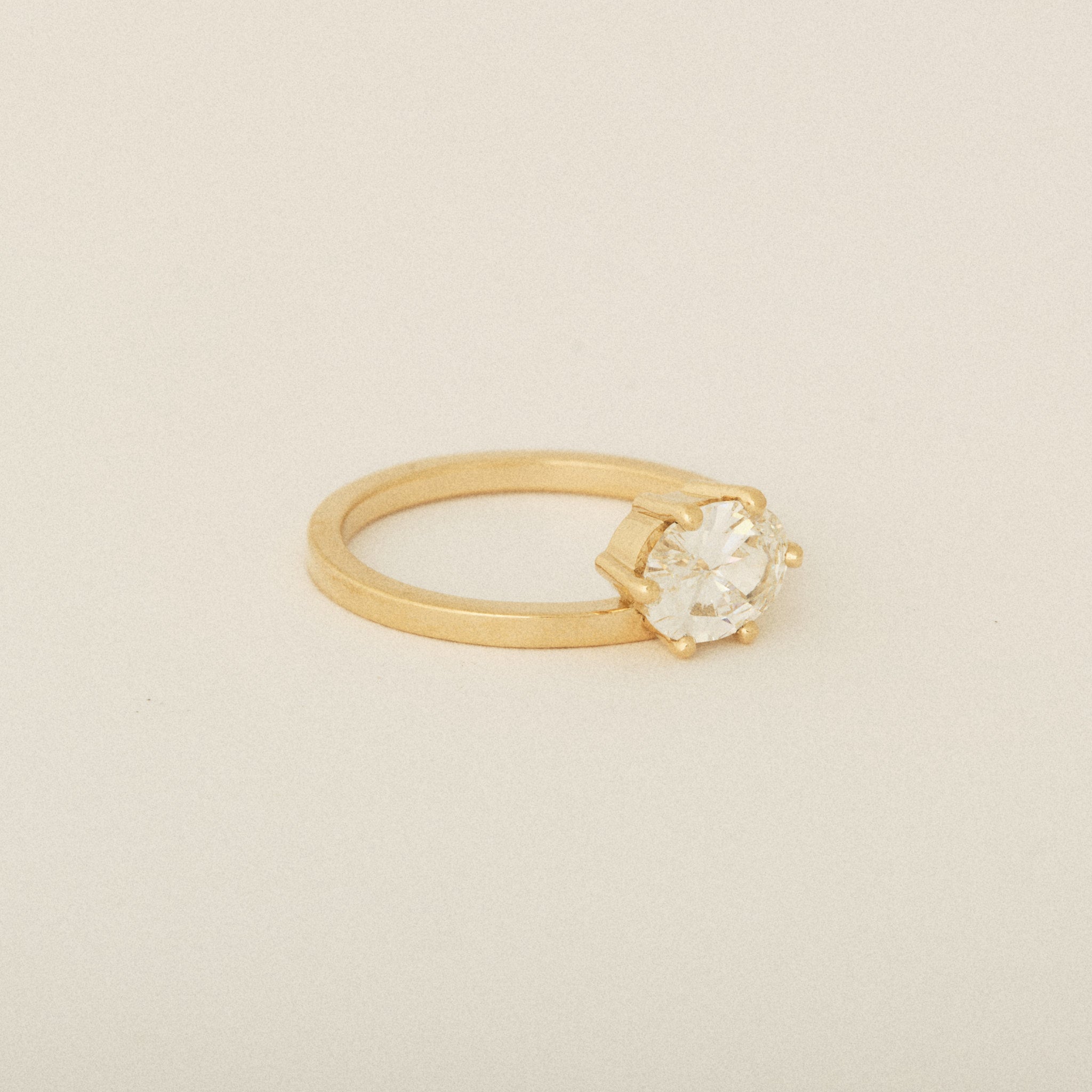 Prong Diamond Engagement Designed for Pairing with Flush Stacking Wedding Band
