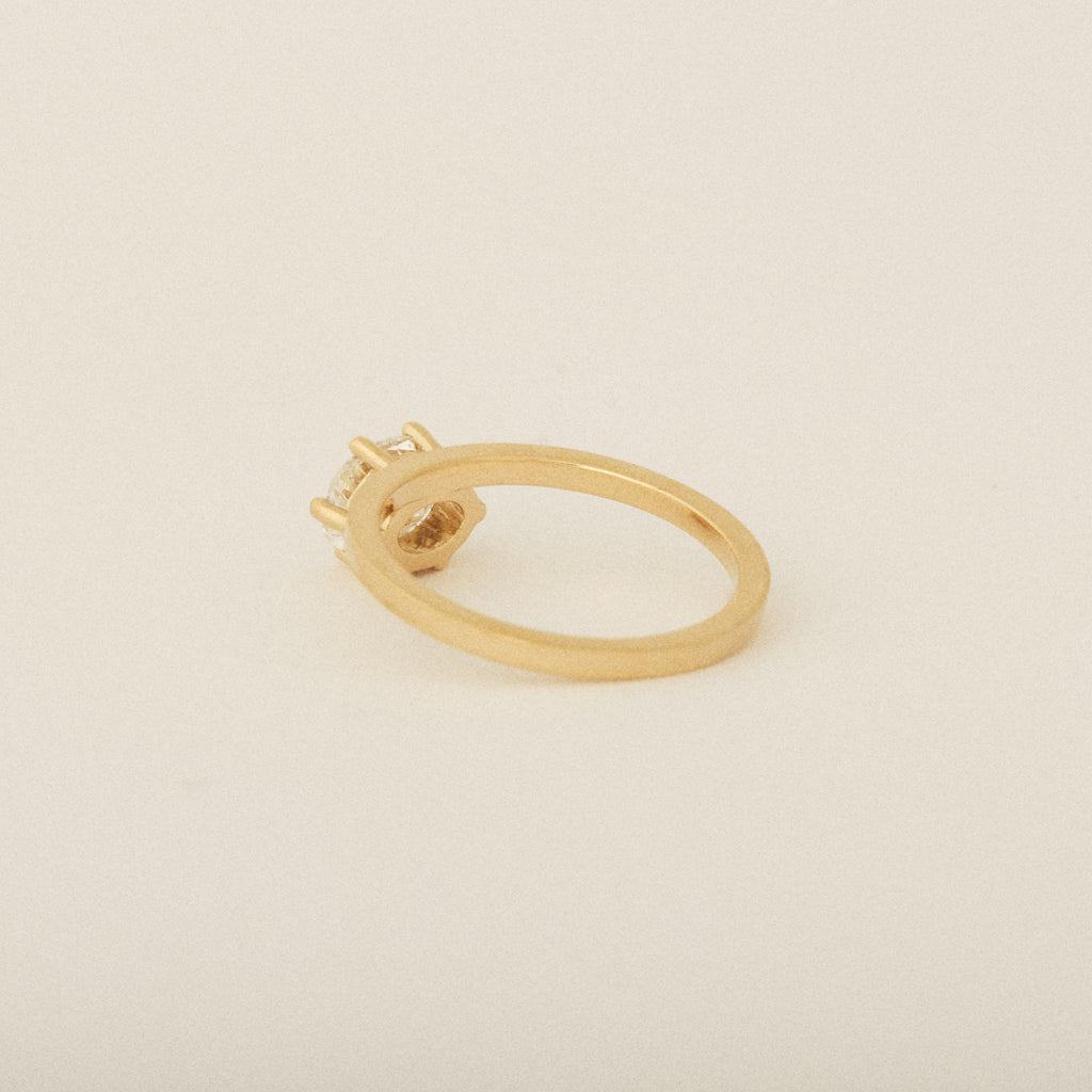 Prong Diamond Engagement Designed for Pairing with Flush Stacking Wedding Band