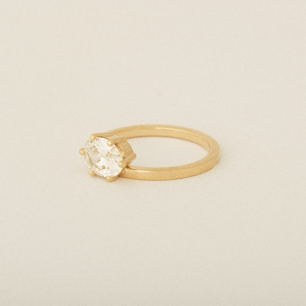Prong Diamond Engagement Designed for Pairing with Flush Stacking Wedding Band