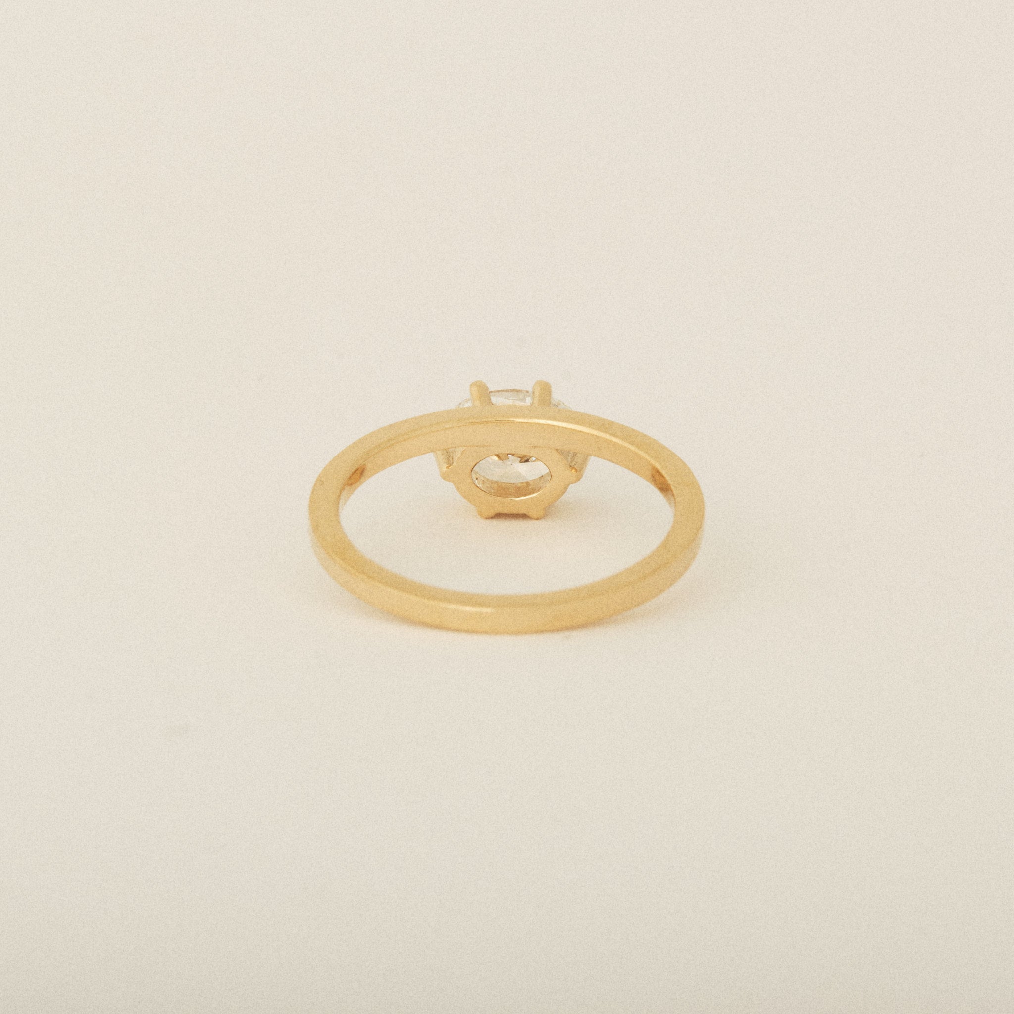 Prong Diamond Engagement Designed for Pairing with Flush Stacking Wedding Band