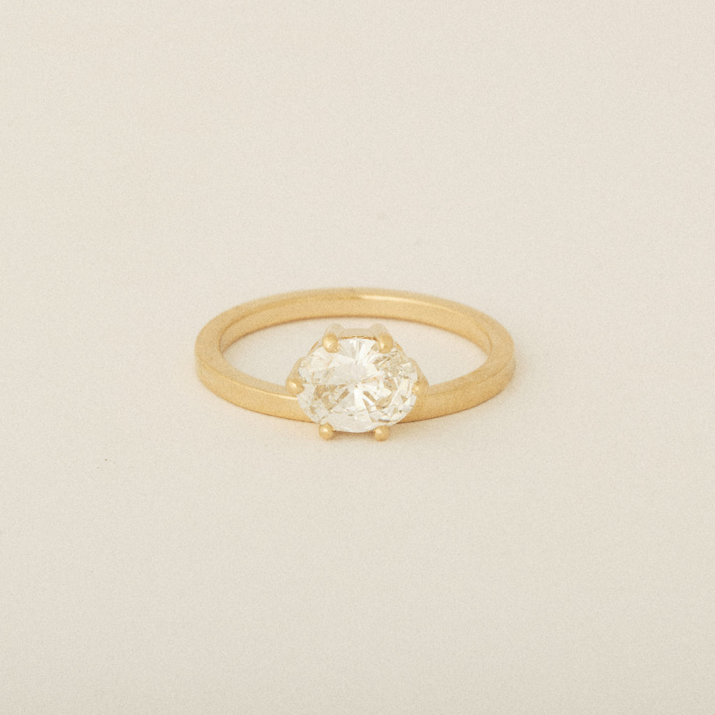 Prong Diamond Engagement Designed for Pairing with Flush Stacking Wedding Band